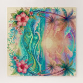Whimsischer Träumerischer Ozean Paradies Hibiskus Puzzle (Horizontal)