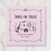 Whimsischer Trick oder Leckerbissen , rosa Hallowe Geschenkanhänger (Vorderseite)