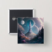 Whimsischer Turm Landschaft Fantasy Art Button (Vorne & Hinten)