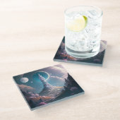 Whimsischer Turm Landschaft Fantasy Art Glasuntersetzer (Schrägansicht)