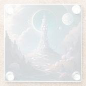 Whimsischer Turm Landschaft Fantasy Art Glasuntersetzer (Rückseite)