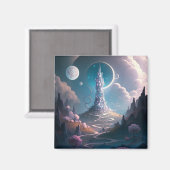 Whimsischer Turm Landschaft Fantasy Art Magnet (Vorderseite/Rückseite)