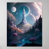 Whimsischer Turm Landschaft Fantasy Art Poster (Vorne)
