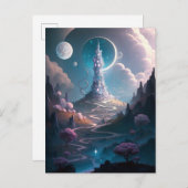 Whimsischer Turm Landschaft Fantasy Art Postkarte (Vorne/Hinten)