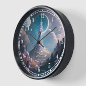 Whimsischer Turm Landschaft Fantasy Art Uhr (Winkel)