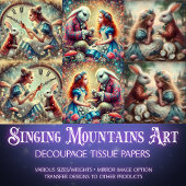 Whimsischer Uhrenwald Alice Wonderland Dekoupage Seidenpapier