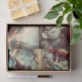 Whimsischer Uhrenwald Alice Wonderland Dekoupage Seidenpapier (Geschenk)