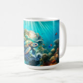 Whimsischer und farbenfroher Meeresschildkröten-Ta Kaffeetasse (VorderseiteRechts)