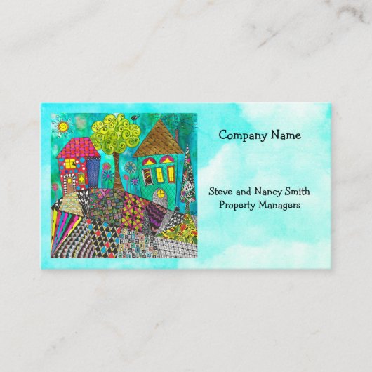 Whimsischer und farbenfroher Zuhause Sweet Zuhause Visitenkarte (Vorderseite)