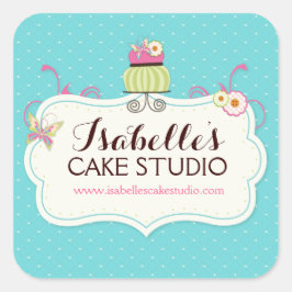 Whimsischer und Fun Cake Labels Quadratischer Aufkleber