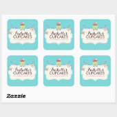 Whimsischer und lustiger Cupcake Labels Quadratischer Aufkleber (Blatt)