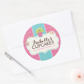 Whimsischer und lustiger Cupcake Labels Runder Aufkleber (Umschlag)