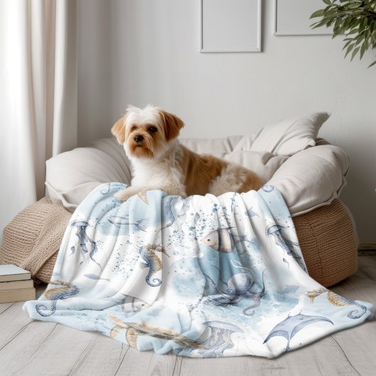 Whimsischer Unterwasserwelt - Muster für Meeresleb Fleecedecke