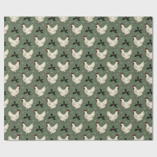 Whimsischer Urlaub Hühnchen flach Blatt Urlaub Geschenkpapier (Flach)