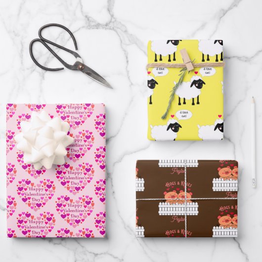 Whimsischer Valentinstag Geschenkpapier Set (Vorderseite)
