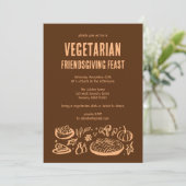 Whimsischer VEGETARISCHER Erntedank Einladung (Stehend Vorderseite)