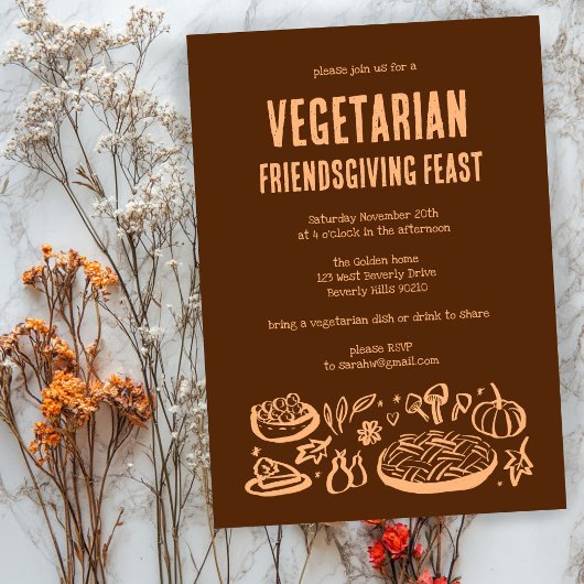 Whimsischer VEGETARISCHER Erntedank Einladung