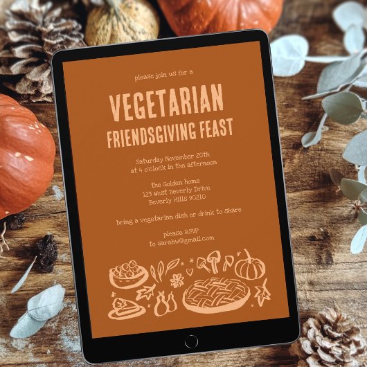 Whimsischer VEGETARISCHER Erntedank Einladung