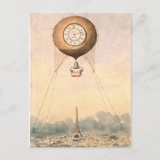 Whimsischer Vintager Heißluftballon Postkarte (Vorderseite)