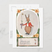 Whimsischer Vintager Osterhase Postkarte (Vorne/Hinten)