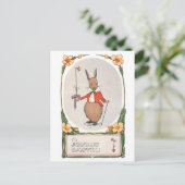 Whimsischer Vintager Osterhase Postkarte (Stehend Vorderseite)