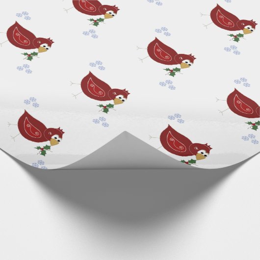 Whimsischer Vogel mit Schneeflocken Geschenkpapier (Ecke)