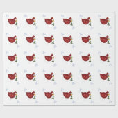 Whimsischer Vogel mit Schneeflocken Geschenkpapier (Flach)