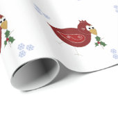 Whimsischer Vogel mit Schneeflocken Geschenkpapier (Rolleneckpunkt)