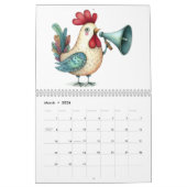 Whimsischer Volkskunst - Kalender der Hühner und R (Mär 2026)