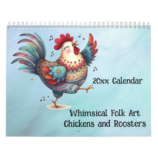 Whimsischer Volkskunst - Kalender der Hühner und R (Titelbild)