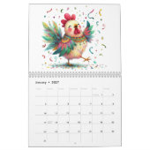 Whimsischer Volkskunst - Kalender der Hühner und R (Jan 2027)