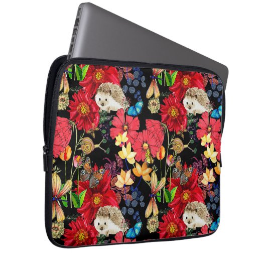Whimsischer Wald blüht - Muster der Flora und Faun Laptopschutzhülle (Vorne Rechts)
