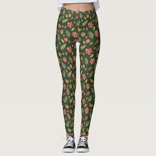Whimsischer Wald Blume Leggings (Vorderseite)