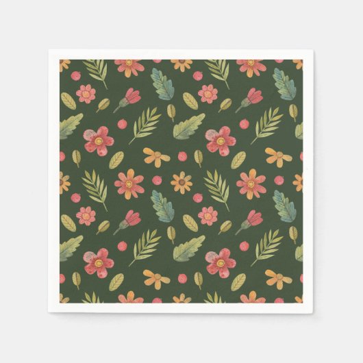 Whimsischer Wald Blume Serviette (Vorderseite)