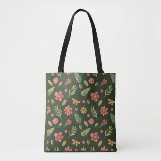 Whimsischer Wald Blume Tasche (Vorderseite)