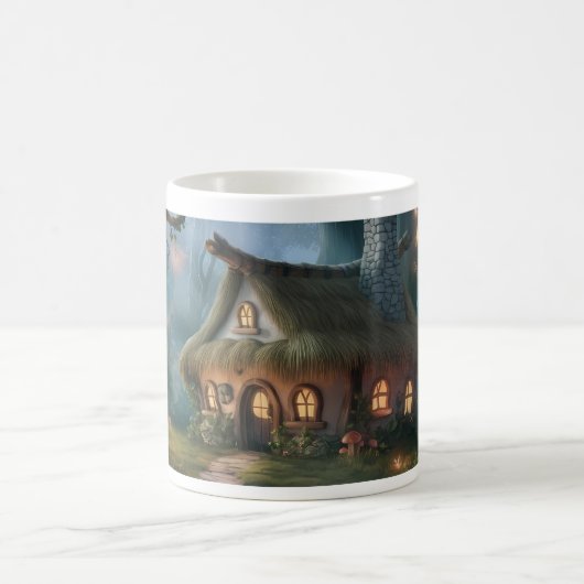 Whimsischer Wald-Hütte Kaffeetasse (Mittel)