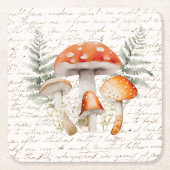 Whimsischer Wald Pilz Vintag Bauernhof Rechteckiger Pappuntersetzer (Vorderseite)