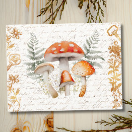 Whimsischer Wald Pilz Vintager Brief Bauernhof Postkarte