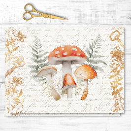 Whimsischer Wald Pilz Vintager Brief Entkopplung Seidenpapier