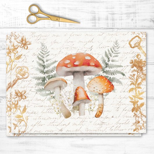 Whimsischer Wald Pilz Vintager Brief Entkopplung Seidenpapier