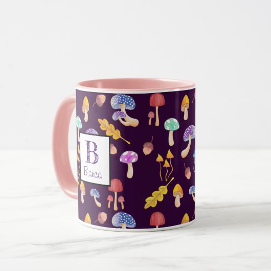 Whimsischer Wald Pilze Personalisiert Tasse (Vorderseite Links)