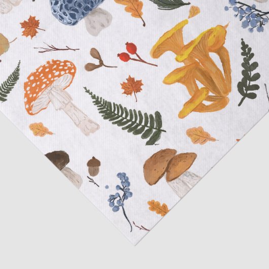 Whimsischer Wald Pilze Wasserfarbe Seidenpapier (Detail)