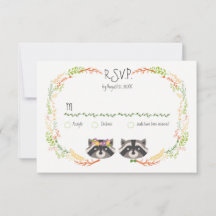 Whimsischer Wald Raccoons Rustic Wedding RSVP