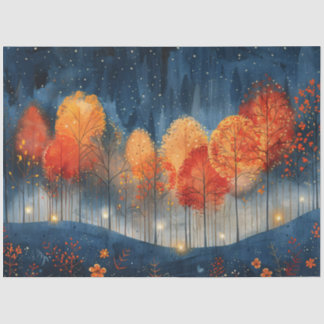 Whimsischer Wald während Herbstdekoutierung Seidenpapier