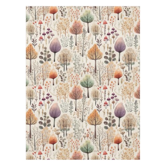 Whimsischer Wald Wasserfarbenwald Tischdecke (Vorderseite)