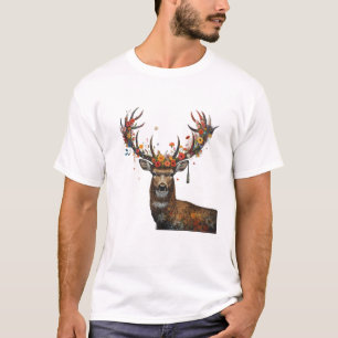 Whimsischer Waldhirsch mit Wildblumen-T-Shirt T-Shirt