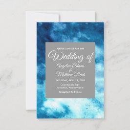 Whimsischer Wasserfarben Blauer Blau Moderne Einladung