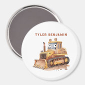 Whimsischer Wasserfarben-Bulldozer Magnet (Vorderseite/Rückseite)