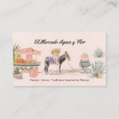 Whimsischer Wasserfarben-Donkey und Markt | Niedli Visitenkarte (Vorderseite)