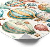 Whimsischer Wasserfarben Heißluftballons Kunst, Sp Poster (Ecke)